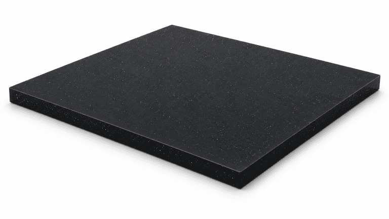 ACRION Piano solid surface collection featuring dark colors with metallic sparkle effects