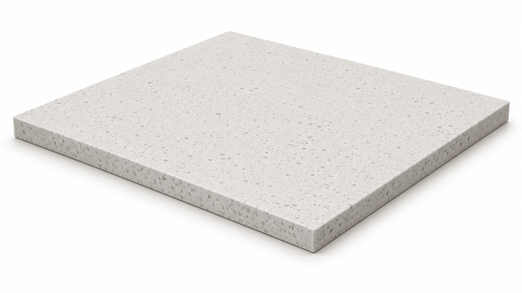 Colección de superficie sólida ACRION Utzon que presenta patrones de partículas decorativas para aplicaciones de interiores comerciales