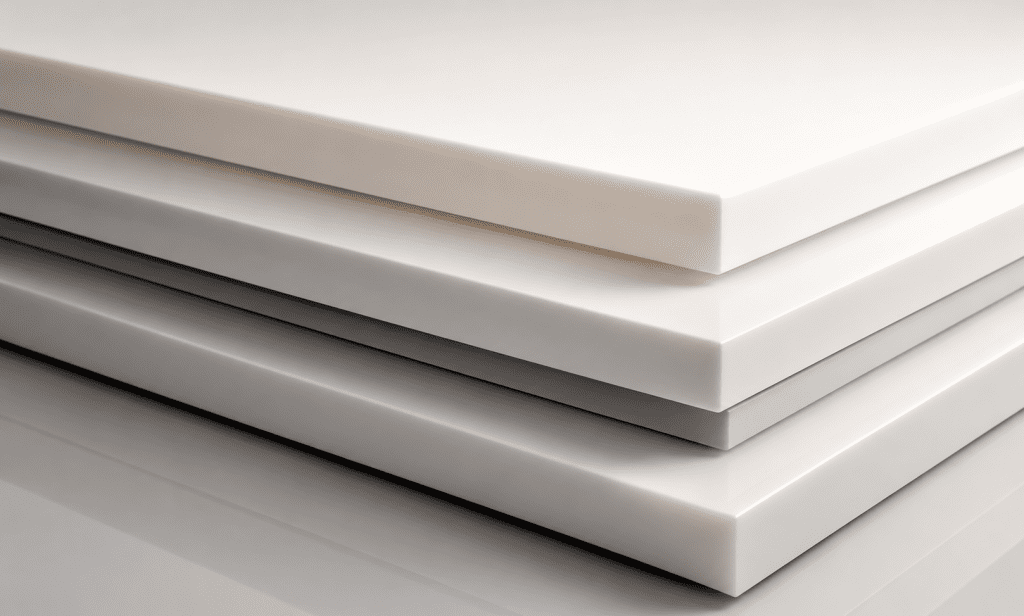 Pure acrylic solid surface sheets for seamless fabrication and commercial architectural applications