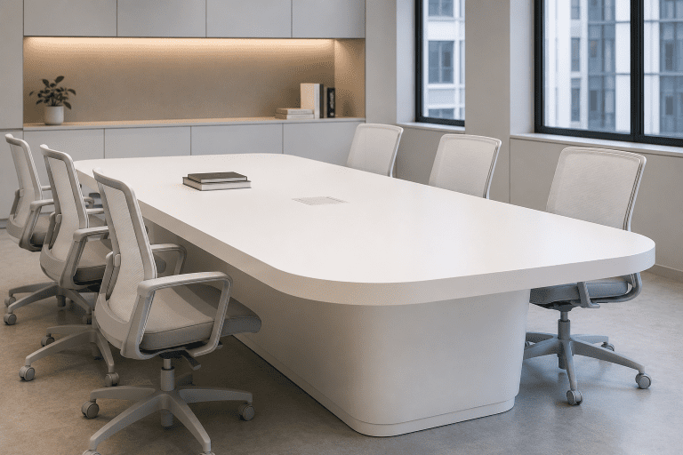 Modern solid surface conference table for commercial office interiors